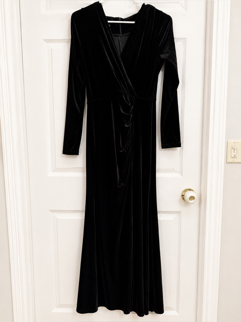 Maternity Black Velvet Wrap Dress